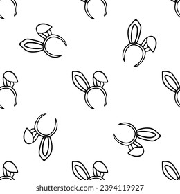 Bunny ears doodle vector seamless pattern on white background