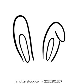 Bunny ears drawn in doodle style. Symbol of the year 2023. Christmas ears