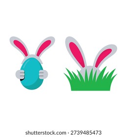 Bunny ears with egg icons, easter sunrise service flyer, garden picnic session, storytime corner, coloring table signage for kids