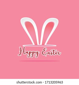 Bunny ears in a happy easter card - Vector illustration