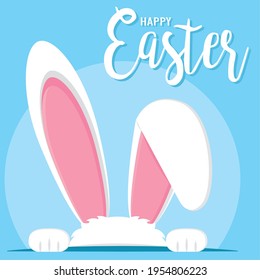 Bunny ears. Happy easter poster - Vector illustration