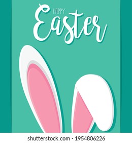 Bunny ears. Happy easter poster - Vector illustration