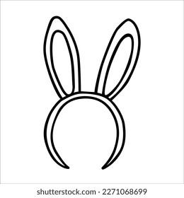 Bunny ears headband doodle vector illustration isolated on white background. Easter costume graphics