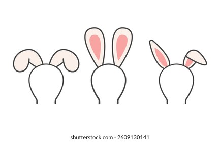 Bunny ears headband. Head accessory for easter party. Vector illustration on white
