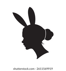 Bunny ears headband silhouette vector flat illustration design