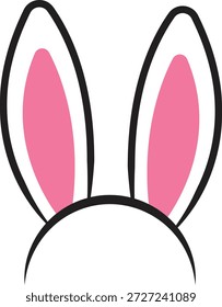Bunny ears headband vector illustration. Minimalist festive icon featuring long ears and a clean flat aesthetic isolated on white background. Professional seasonal graphic for Easter party planning, nursery decor, and vinyl cutting.