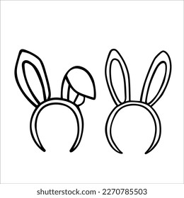 Dibujo vectorial del doodle de las bandas de la cabeza de los oídos conejidos aislados en el fondo blanco.