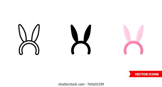 bunny ears icon of 3 types: color, black and white, outline. Isolated vector sign symbol.
