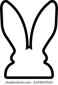 Bunny ears icon line Rabbit ears silhouette, Easter hare vector for apps or web. Cute headband for Easter, rabbit costume mask, festive decoration for head isolated on transparent background