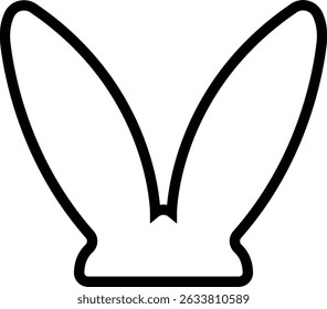 Bunny ears icon line Rabbit ears silhouette, Easter hare vector for apps or web. Cute headband for Easter, rabbit costume mask, festive decoration for head isolated on transparent background