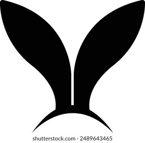 bunny ears icon, Rabbit ear silhouette, Easter hare pictogram. Cute bunny ears headband for Easter, rabbit costume mask, festive decoration for head. on transparent background, for greeting card.