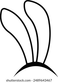 bunny ears icon, Rabbit ear silhouette, Easter hare pictogram. Cute bunny ears headband for Easter, rabbit costume mask, festive decoration for head. on transparent background, for greeting card.