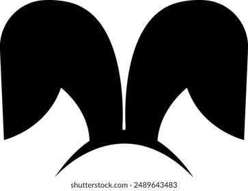 bunny ears icon, Rabbit ear silhouette, Easter hare pictogram. Cute bunny ears headband for Easter, rabbit costume mask, festive decoration for head. on transparent background, for greeting card.