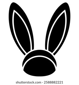 bunny ears icon, Rabbit ear silhouette, Easter hare pictogram. Cute bunny ears headband for Easter, rabbit costume mask, festive decoration for head. on white background, for greeting card.