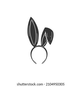 Bunny Ears Icon Silhouette Illustration. Festive Rabbit Head Vector Graphic Pictogram Symbol Clip Art. Doodle Sketch Black Sign.