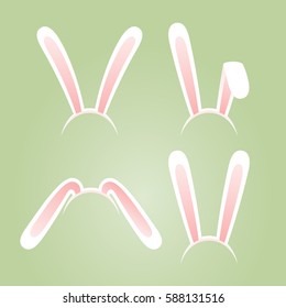 Bunny ears masks set. Vector illustration.