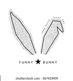 Bunny ears with net lace in vector