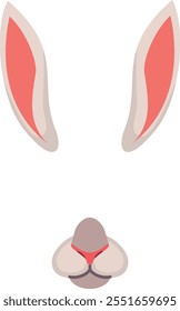 Bunny ears and nose. Photo booth or filter accessory isolated on white background