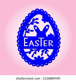 Sonnige Ohren auf einem Ei-Schablone zum Osterschneiden. Vektordatei ausschneiden