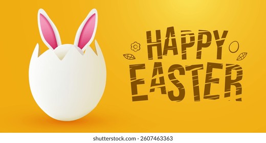 Bunny ears peek out of Easter egg. Happy Easter. Vector illustration