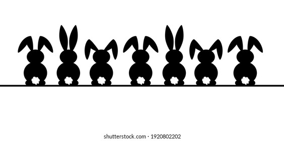 Bunny ears. Rabbit silhouette icon. Line pattern. Funny easter bunny. Flat vector rabbits ears in cartoon style. Happy easter party, eggs.