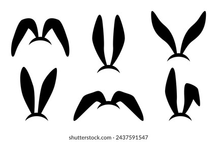 Orejas de conejito establecidas. Ilustración vectorial. Feliz Pascua.