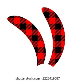 Bunny ears silhouette with red and black checkered vichy pattern. Cute rabbit ears with lumberjack print for Easter or 2023 New year celebration isolated on white background. Vector flat illustration