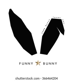 Bunny ears with texts in black and in vector
