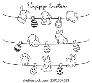 Bunny easter background illustration easter funny bunny vector background wallpaper