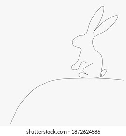 Bunny easter background line drawing, vector illustration