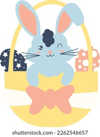 Bunny in easter basket illustration