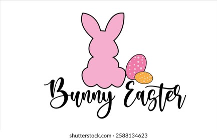 Bunny Easter Day T-Shirt Design . You will get eps file with 300ppi