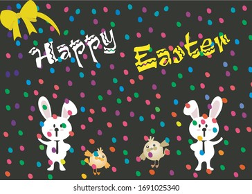 bunny Easter with egg background letter