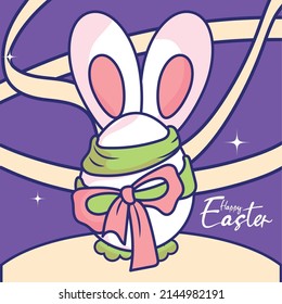 Bunny Osterei mit Schleife Frohe Ostersaison Vektorgrafik