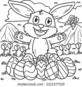 Bunny with Easter Egg Coloring Page for Kids