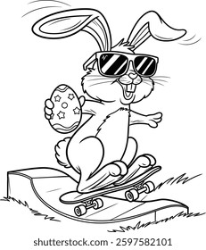 Bunny and easter egg coloring page
