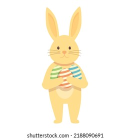 Bunny with easter egg icon cartoon vector. Cute rabbit. Spring animal