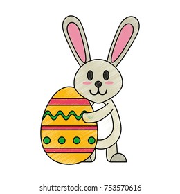 Bunny with easter egg icon vector illustration graphic design