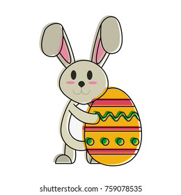 Bunny with easter egg icon vector illustration graphic design