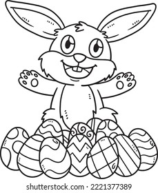 Bunny with Easter Egg Isolated Coloring Page