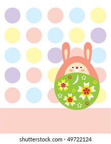 bunny easter egg japanese kokeshi doodle