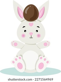 Bunny with an Easter egg on her head