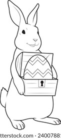 Bunny Easter Easter egg Treasure chest Animal Vector Graphic Art Illustration