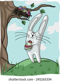 Bunny with easter egg. vector