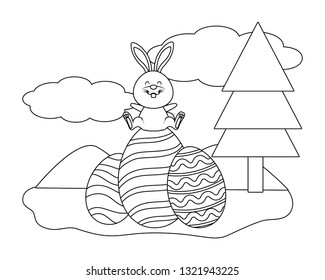 bunny with easter eggs