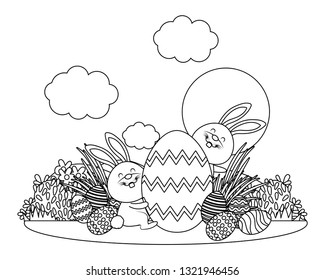 bunny with easter eggs