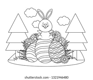bunny with easter eggs