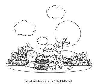bunny with easter eggs