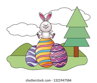 bunny with easter eggs