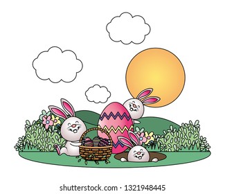 bunny with easter eggs